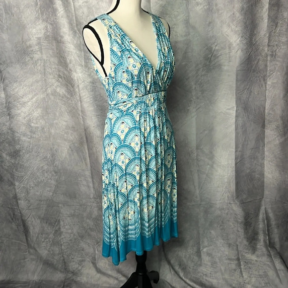 ELLE Turquoise, White & Yellow V-Neck Dress - size XS - Picture 3 of 11